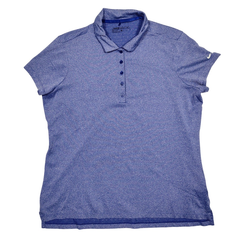 Nike Golf Polo Women XL Blue Dri-FIT Short Sleeve Heather Nylon Blend 725618-455